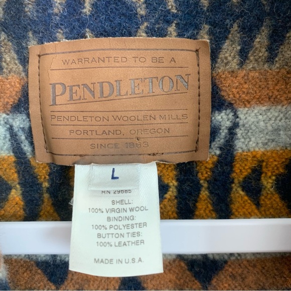 Pendleton 100% virgin wool southwestern print tie front crop vest L - Picture 5 of 7